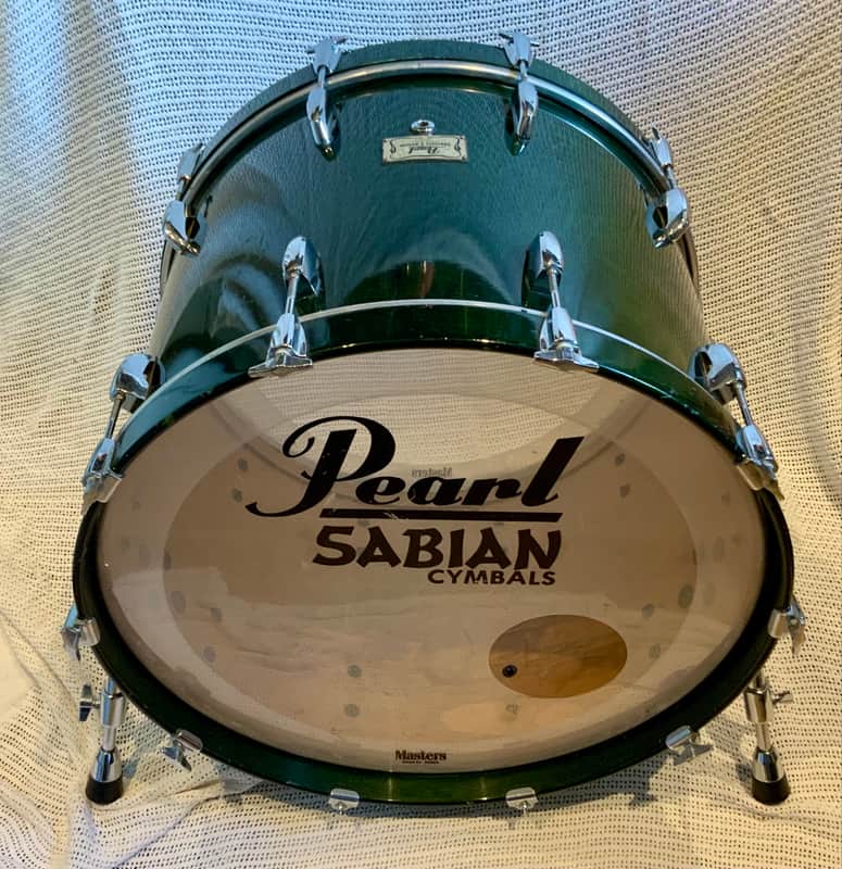 Pearl 18’’x 16’’Pearl masters custom maple shell 18’’ x 16’’ bass drum 1996 - Emerald mist image 1