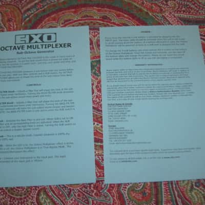 very lightly handled - mostly very clean Electro Harmonix EMPTY CARDBOARD BOX and printout copy of Owner's Instructions ONLY for EXO Octave Multiplexer (NO Pedal, NO original paperwork) image 20