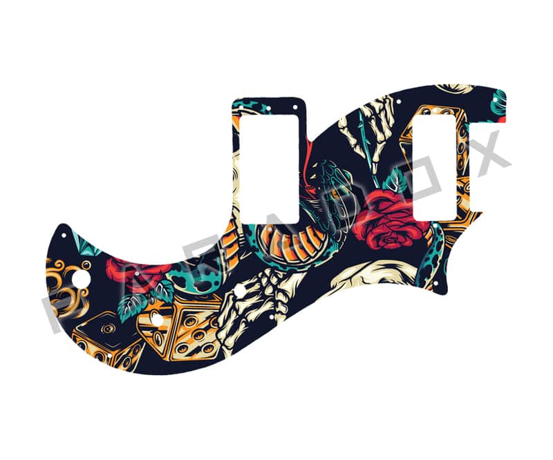 Custom Pickguard For 2020 - 2024 Made in America PRS S2 Vela Type-D Single-coil - Vintage Flash Tattoo Graphic .090" image 1