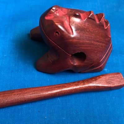 Handmade 3" x 2" Mini Frog Reco-Reco Handmade in Pau-Brasil Natural Brazilian Wood image 4