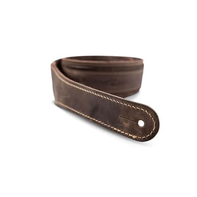 Taylor Element Distressed Leather Guitar Strap - Dark Brown 3" image 5