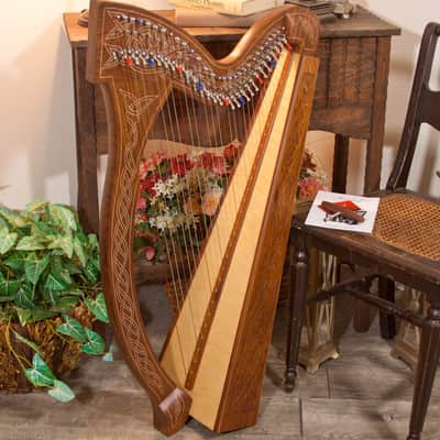 Roosebeck Minstrel 29 String Celtic Harp Chelby Levers Knotwork Bild 2