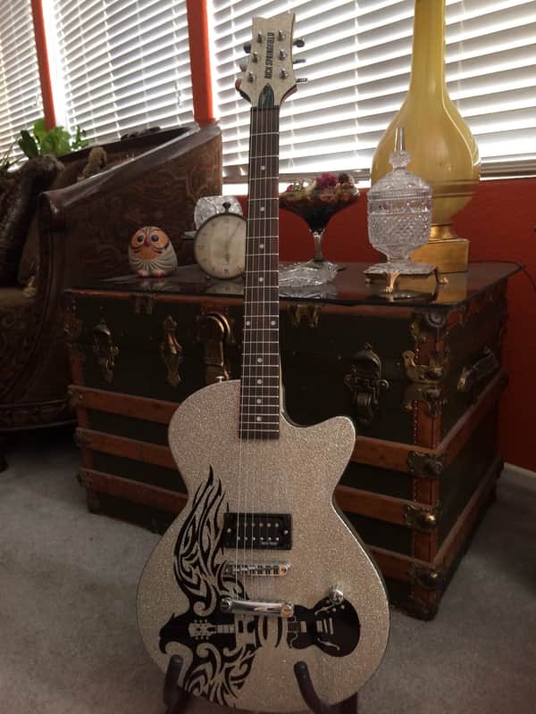 Rick springfield Logo guitar Silver metallic image 1