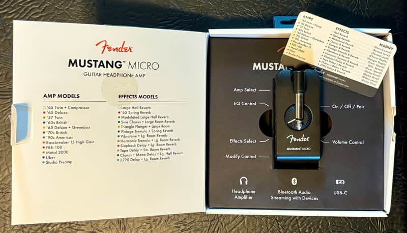 Fender Mustang Micro Guitar Headphone Amp 2021 - Present - Black image 1