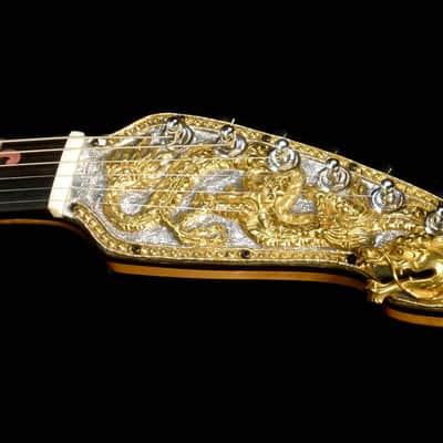 Blueberry Handmade Electric Guitar with Solid Silver and Gold Inlays image 15