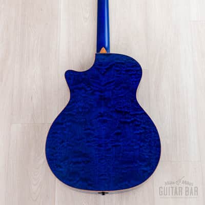 2023 Taylor Custom Grand Auditorium Acoustic Electric Guitar Trans Blue w/ Lutz Spruce + Quilted Maple image 3
