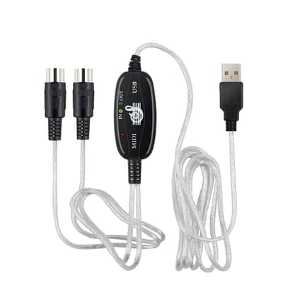 Midi to USB Cable Adapter, USB to MIDI Cable 2 in 1 Keyboard Synthesizer Drum for Editing Recording Professional MIDI Adapter Cord with Windows/Mac for Studio image 3