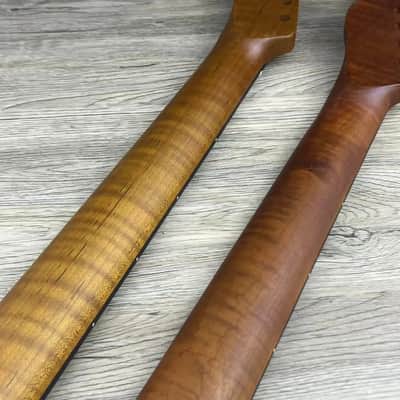 Tiger Roasted Maple Tele Style Guitar Neck, 22 Frets, Rosewood Fingerboard, Matte Finish image 2