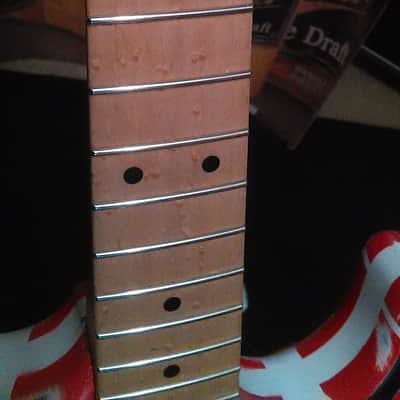 Kramer Ad Guitar Project Frankenstein eVh Striping Birds Eye Maple Neck Skunk Stripe Maple Relic image 8