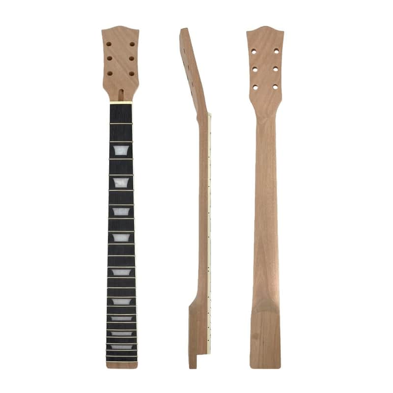 22 fret electric guitar neck 24.75 inch Mahogany wood Rosewood Fretboard white trapezoid inlay Unfinished image 1