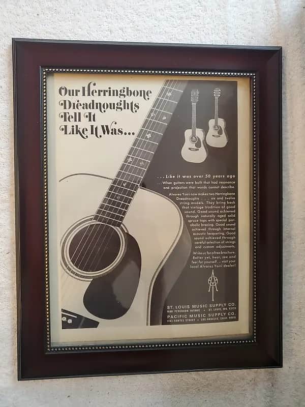 1974 Alvarez Yairi Guitars Promotional Ad Framed Herringbone Original image 1