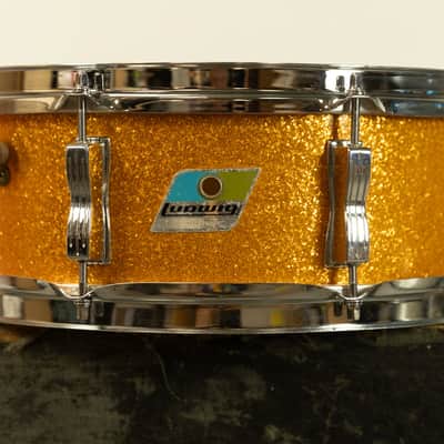1970s Ludwig 5x14 Gold Sparkle Jazz Festival Snare Drum image 1