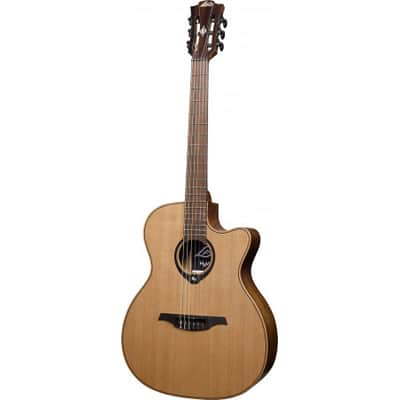 Lag HyVibe H2 HV10NACE Nylon Auditorium Cutaway Acoustic-Electric Looping Guitar - Natural Satin w/ Bag image 3