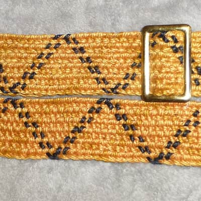 Vintage 1970s Guitar Strap Leather Ends, Metal Buckle, Metal Rivets, Metal Loop, Orange and Black Strong and Solid Excellent image 3