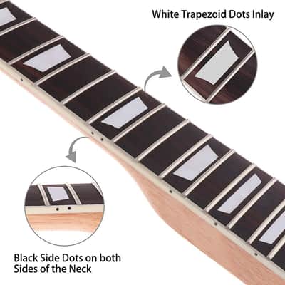 Electric Guitar Neck DIY For Gibson LP Guitars Parts Replacement 22 Fret Mahogany Neck Rosewood Fretboard with White Trapezoid Dots Inlay Natural image 3