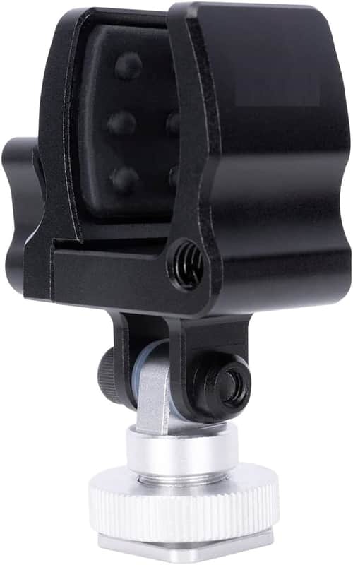 Shock-proof Shotgun Microphone Holder with 18.5-35 mm Adjustable Clamp, Microphone LED Flashlight Aluminum Holder for Camera, Cage Rig, Tripod image 1