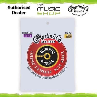 Martin Authentic Lifespan 2.0 Treated Acoustic Guitar Strings, 11-52 - MA175T image 1