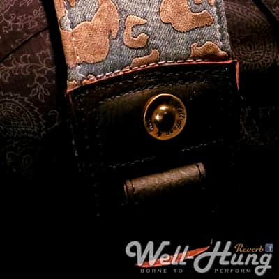 Well-Hung Denim Demon! 3" Wide Padded Leather & Denim Guitar Strap image 6