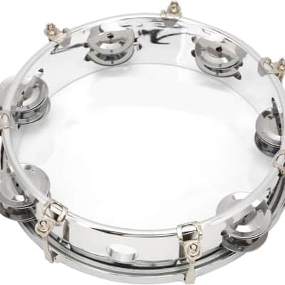 8in Tambourine Adjustable Tone Hand Drum Hand Held Percussion Educational Musical Instrument Cymbal Bells Double Row Jingle Bells with Drum Key(Transparent) image 3