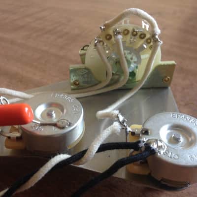 250k Fender Stratocaster Upgrade Wiring Harness Quality Parts CTS Pots CRL 5 Way Switch .022 Orange image 5