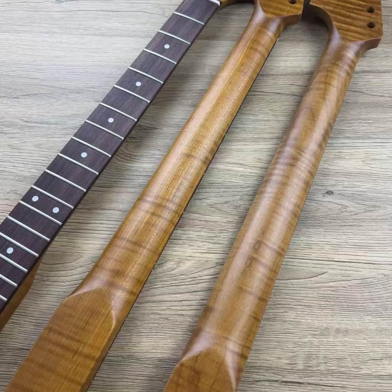 Tiger Maple Wood Guitar Strat Style Neck, Rosewood Fingerboard 22 Frets image 1