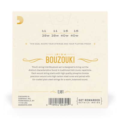 D'Addario Irish Bouzouki Strings EJ81 GDAD tuning image 2