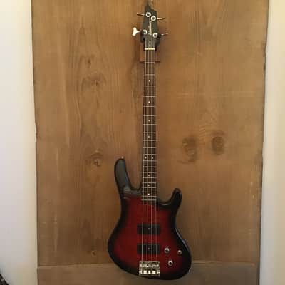 Washburn XB-120 Bantam Series Bass Guitar Flame Cherry Sunburst image 2