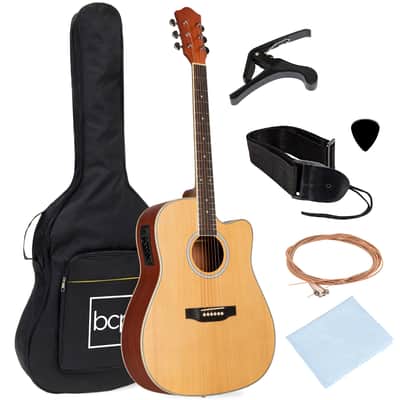 Best Choice Products 41in Beginner Acoustic Electric Cutaway Guitar Set w/ Case, Strap-Blue image 14