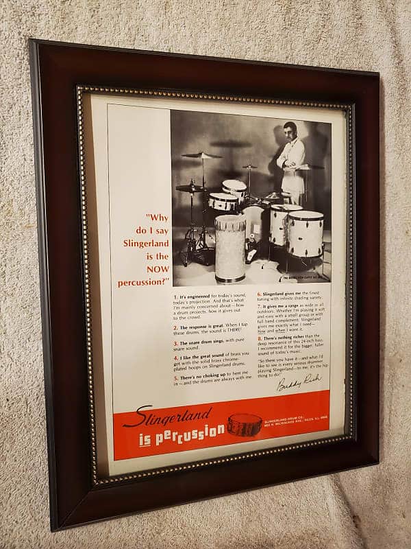 1968 Slingerland Drums Promotional Ad Framed Buddy Rich Original image 1