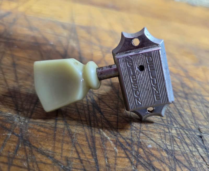Used 1990's Gibson Deluxe Made in Germany Treble Side Keystone Guitar Tuner Individual 3x3 Guitar Tuner Chrome Luthier Parts image 1