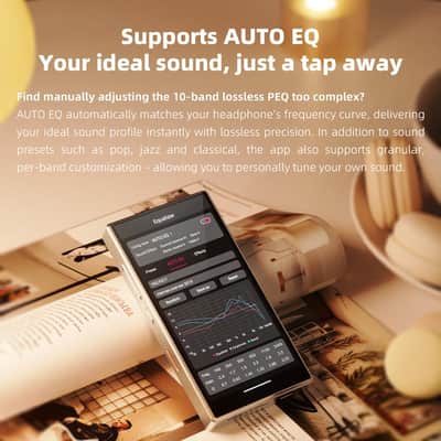 FiiO M33 R2R Portable HiFi Music Player, Snapdragon 680, 8GB RAM + 128GB Storage, True R2R DAC, XMOS XU316 USB Audio, 1100mW Balanced Output, AUTO EQ, 5.5” Full HD Display (Vintage Gold) image 6