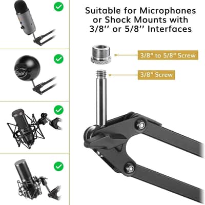 TONOR T20 Microphone Arm Stand, Adjustable Suspension Boom Scissor Mic Stand with Pop Filter image 7