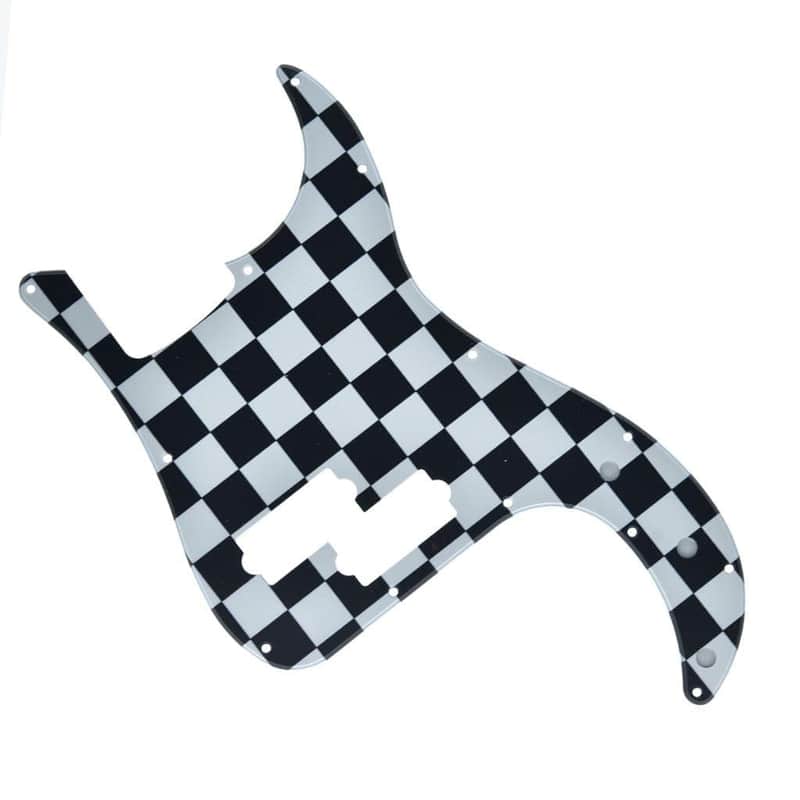 Black-White Grid 13 Hole P Bass Style Pickguard PB Scratch Plate Bass Pickguard for USA/Mexico Precision P Bass image 1