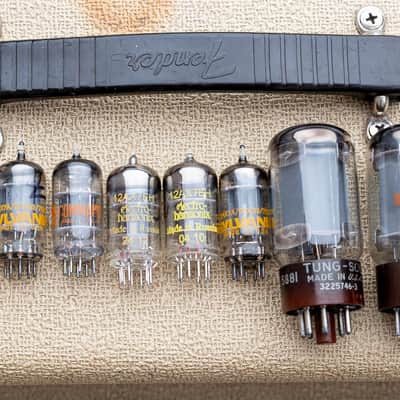 1962 Fender Bandmaster Vintage Pre-CBS Tube Amp Blonde w/ 2x12 Cab, Oxford 12L6 image 19
