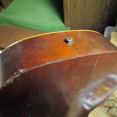 Unknown Parlor Acoustic Guitar 30s/40s art deco soso player w/intonation issues image 13