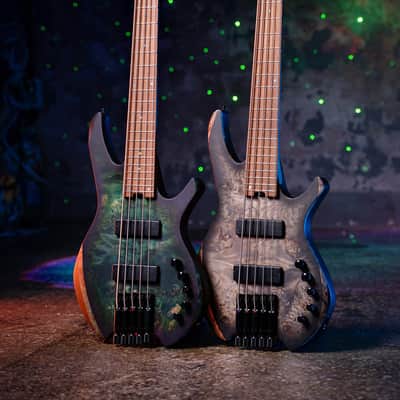 Cort SPACE5SDB Space 5 Poplar Burl Top Soft Maple Body 7pcs Roasted Maple, Walnut, Purple Heart & Maple Neck 5-String Bass Guitar w/Gig Bag image 17
