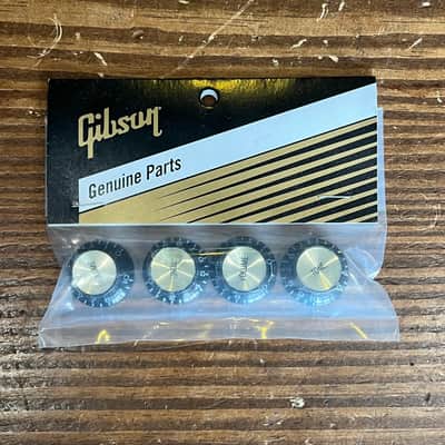 Gibson eflector Top Hat Knobs x4 Black w/Gold Inserts image 1