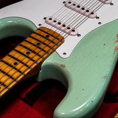 Fender CS 70th Anniversary 1954 Strat Relic 1-P QMN SFA Limited Fat 2025 - Super-Faded Aged Surf Green image 4