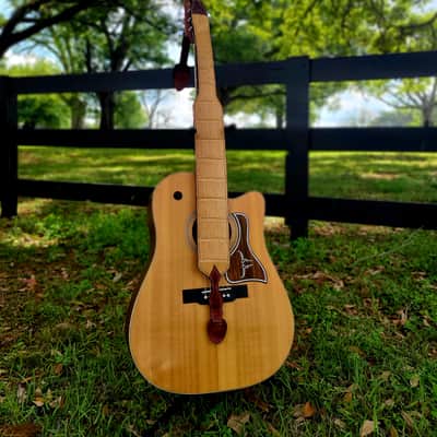 Handcrafted Full Grain Leather Guitar Strap with Natural Louisiana Alligator – Cajun Honey image 2