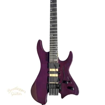 Bootlegger Guitar Gen 2 Absinthe Headless Tremolo Deep Purple Clear Gloss EMG Coil Split Case image 5