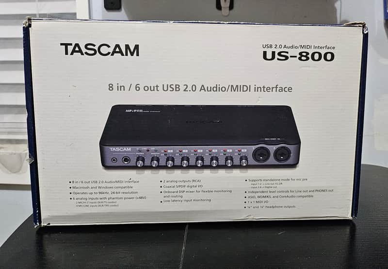 TASCAM US-800 USB 2.0 Audio Interface 2000s - Black image 1