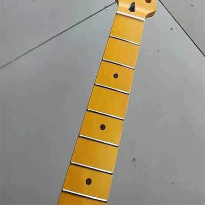 Yellow Reversed Headstock Guitar Maple Wood Strat Style Neck, 22 Frets Fingerboard image 1