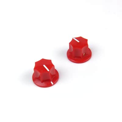 2x Control Knobs For Jaguar Mustang Style Guitar JB or Pedal, 1/4" Shaft, Red (adjustable)