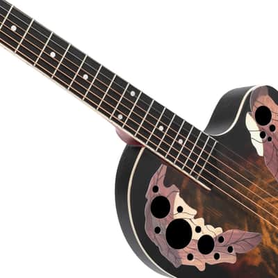 Glarry 41 inch Full-Size Cutaway Acoustic-Electric Guitar Grape Voice Hole Spruce Top Round Back 2020s - Sunset Color image 14