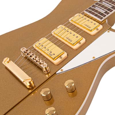 Vintage Electric Guitar JDV36 Joe Doe 'Gas Jockey' Sparkling Gold Sand + Case image 7