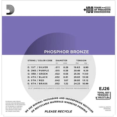 D'Addario EJ26 Custom Light Phosphor Bronze Acoustic Strings 11-52 image 3