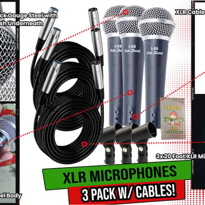 Fat Toad Vocal Handheld Microphones & Clips (3 Pack) - Professional Cardioid Dynamic, Unidirectional Mic Singing - Microphone Designed for Music Stage Performances & Studio Recording or PA DJ Karaoke image 11