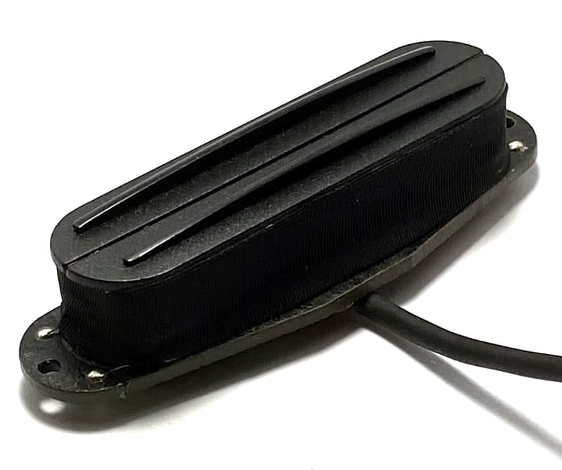 Dragonfire AR5 Strat Sized Humbucker, 1 Qty Position Interchangeable AlNiCo V 4-Wire Rail Pickup ~ Black with Black Rails image 1