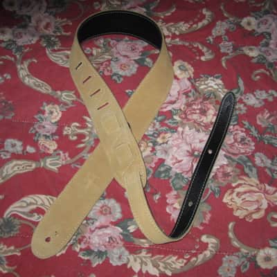 new (NO tags) Perri’s Leathers Ltd BM2-BLK 2" Soft Italian Premium Leather Black / Suede Tan (natural) Guitar Strap - main side is Black Leather / backing is Tan (natural) Suede [strap can be reversed] - adjustable length of 37" to about 50" image 2
