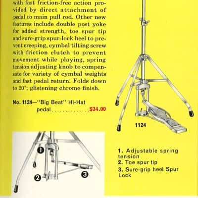 Ludwig Big Beat Hi Hat Stand 1124 ~ 1st GENERATION 1967 image 4